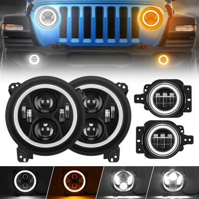 Car LED Headlights & Fog Lights For Jeep JL JT
